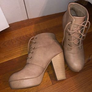 Tan Lace-Up Booties